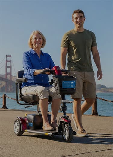 A woman using a mobility scooter in San Francisco